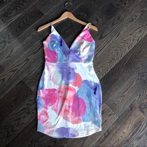 White/colorful floral dress worn 1x
